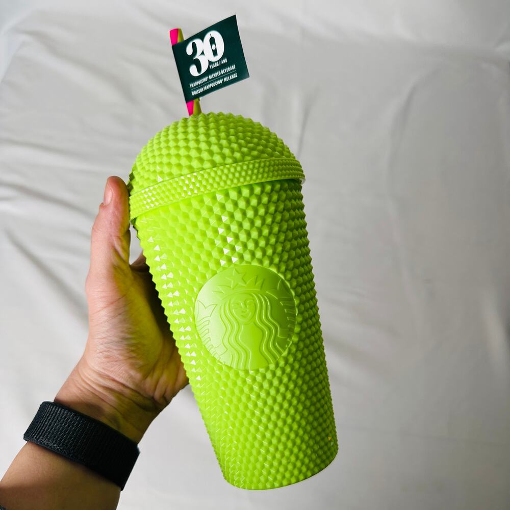 NWT Starbucks 30 Years of Frappucinos Green Studded 16oz Cold Cup Dome Tumbler